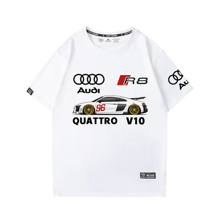 T-shirt Audi Quattro R8 V10 Imprimé Col Rond Homme Manches Courtes
